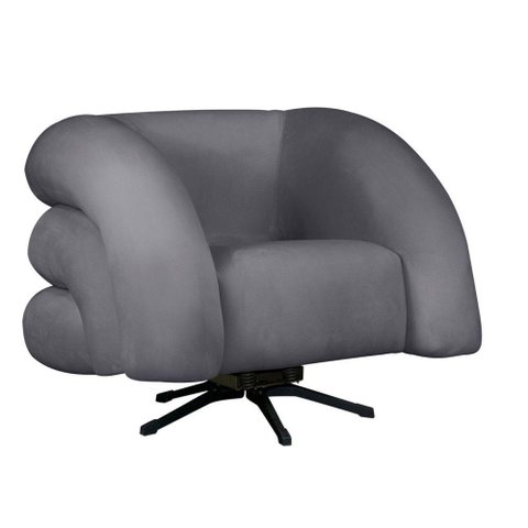 Poltrona Decorativa Micheli Base Giratória e Balanço Veludo Cor Cinza