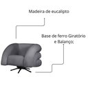 Ver imagem 4 de Poltrona Decorativa Micheli Base Giratória e Balanço Veludo Cor Cinza