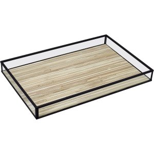 Bandeja Decorativa para Servir Home&co Vidro 3x20x30cm Bege