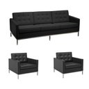 Ver imagem 1 de Kit Sofá Fk 3 Lugares Mais 2 Poltronas 1 Lugar 100% Couro Natural Legitimo Preto