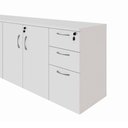 Ver imagem 5 de Armário Balcão 1,96m x 45cm Escritório e Home Office com 4 Portas 2 Gavetas e 1 Gavetão Fichá
