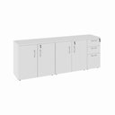 Ver imagem 2 de Armário Balcão 1,96m x 45cm Escritório e Home Office com 4 Portas 2 Gavetas e 1 Gavetão Fichá