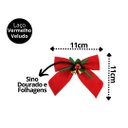 Ver imagem 3 de Kit 3 Laços Vermelho Aveludado Decorado Mini Sinos Dourado 11x11cm - Magizi