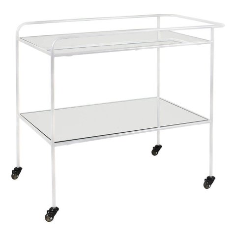 Carrinho Bar Delia Aco Branco Tampos Espelhados 82 Cm - 59981