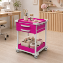 Ver imagem 4 de Carrinho Gaveteiro Organizador Multiuso 2 Gavetas Rosa Pink com Rodinhas - Mad.U Organização