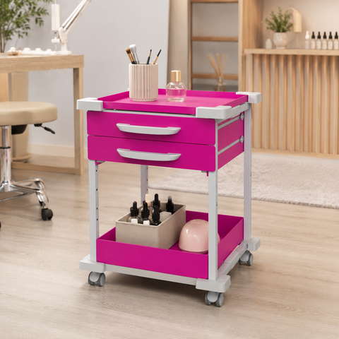 Carrinho Gaveteiro Organizador Multiuso 2 Gavetas Rosa Pink com Rodinhas - Mad.U Organização