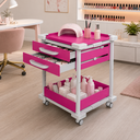 Ver imagem 6 de Carrinho Gaveteiro Organizador Multiuso 2 Gavetas Rosa Pink com Rodinhas - Mad.U Organização