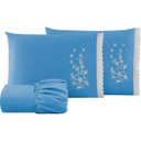 Ver imagem 1 de Jogo de Cama Casal Padrão Capricho 100% Algodão 180 Fios 03 Peças - Azul Claro