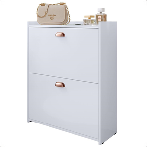 Sapateira Hall Entrada Sapatos 2 Portas Puxador Concha Closet - Branco