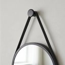 Ver imagem 2 de Espelho Redondo Adnet Decorativo Suspenso com Alça 50cm + Suporte Preto com Alça Preta