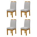 Ver imagem 1 de Kit 4 Cadeiras Blend Estofadas Pés Madeira Maciça Apartamento Compacto Design Moderno Luxo - Cinza