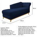Ver imagem 5 de Kit Diva Recamier Vanessa 140cm Lado Esquerdo e 02 Poltronas Laura Suede Azul Marinho - Amarena