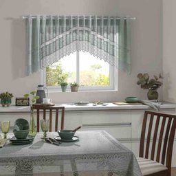Cortina de Renda Cozinha Color Cascata 3,00x1,00 Cm - Verde claro - 1