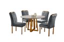 Ver imagem 2 de Conjunto Sala de Jantar 4 Lugares Mesa Redonda Tampo Em Vidro 1,2m e 4 Cadeiras