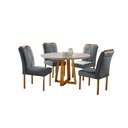 Ver imagem 2 de Conjunto Sala de Jantar 4 Lugares Mesa Redonda Tampo Em Vidro 1,2m e 4 Cadeiras
