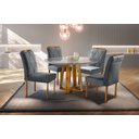 Ver imagem 1 de Conjunto Sala de Jantar 4 Lugares Mesa Redonda Tampo Em Vidro 1,2m e 4 Cadeiras