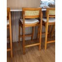 Ver imagem 3 de Banqueta Alta Vicent Madeira Maciça com Assento Estofado Curvo e Encosto em Palha Sextavada