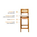 Ver imagem 4 de Banqueta Alta Vicent Madeira Maciça com Assento Estofado Curvo e Encosto em Palha Sextavada