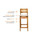 Ver imagem 4 de Banqueta Alta Vicent Madeira Maciça com Assento Estofado Curvo e Encosto em Palha Sextavada