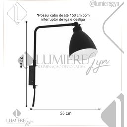 ARANDELA CASUAL LIGHT ANIKO AR1428PT 1XE27 40W PRETO 350X130X320MM - 2