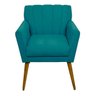 Poltrona Decorativa  Sala Recepção Escritório Miami Suede Azul Turquesa - 1