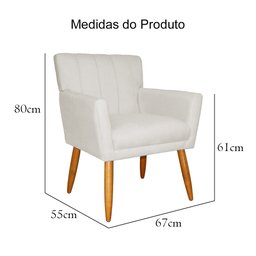 Poltrona Decorativa  Sala Recepção Escritório Cecilia Bege - 6