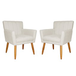 Kit 02 Poltronas Decorativas  Sala Recepção Escritório Cadeira Estofada Cecilia Suede - 1