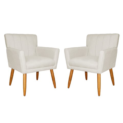 Kit 02 Poltronas Decorativas  Sala Recepção Escritório Cadeira Estofada Cecilia Suede
