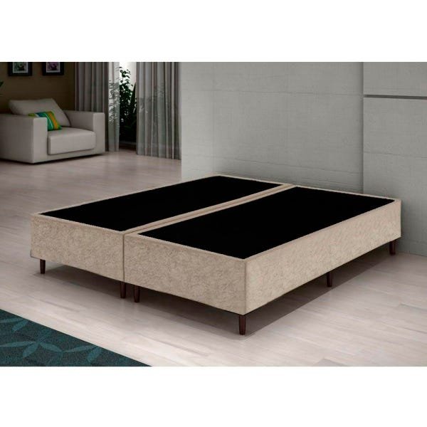 Base Box Casal Bipartido Santo Box Suede Bege 40x138x188 - 2