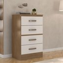 Ver imagem 6 de Guarda Roupa Casal Porto com Cômoda Lite 4 Gavetas Nature Off White - Móveis Leão