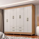 Ver imagem 5 de Guarda Roupa Casal Porto com Cômoda Lite 4 Gavetas Nature Off White - Móveis Leão