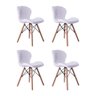 Kit 04 Cadeiras Estofada Jantar Charles Eames Eiffel Slim Wood Confort Branco - 1