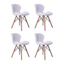 Ver imagem 1 de Kit 04 Cadeiras Estofada Jantar Charles Eames Eiffel Slim Wood Confort Branco