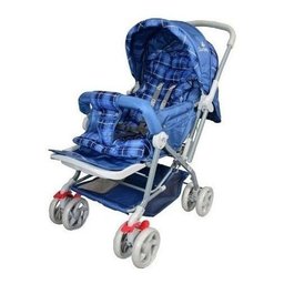 Carrinho Bebê Vira Berço Azul Menino Com Alça Reversível Cb:Azul - 1