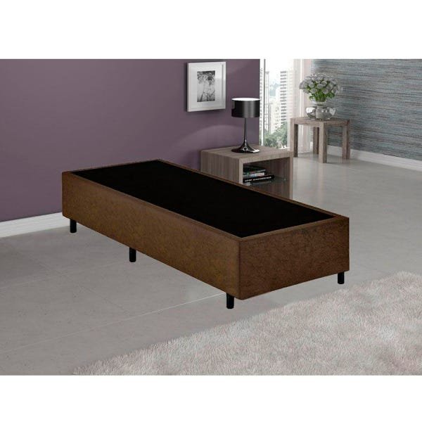 Base Box Solteiro Santo Box Suede Marrom 40x88x188 - 3