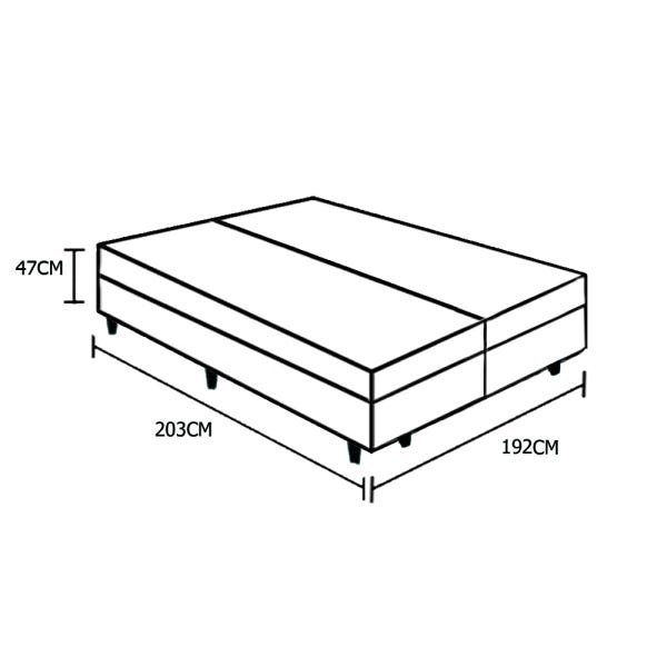 Base Box Baú King Bipartido Santo Box Suede Cinza 47x192x203 - 4