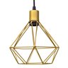Trio Aramado Diamante Pequeno Poptem Canopla Múltipla Reta 97Cm Dourado Metal 19Cm Luminária Lustre  - 2