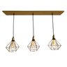 Trio Aramado Diamante Pequeno Poptem Canopla Múltipla Reta 97Cm Dourado Metal 19Cm Luminária Lustre  - 1