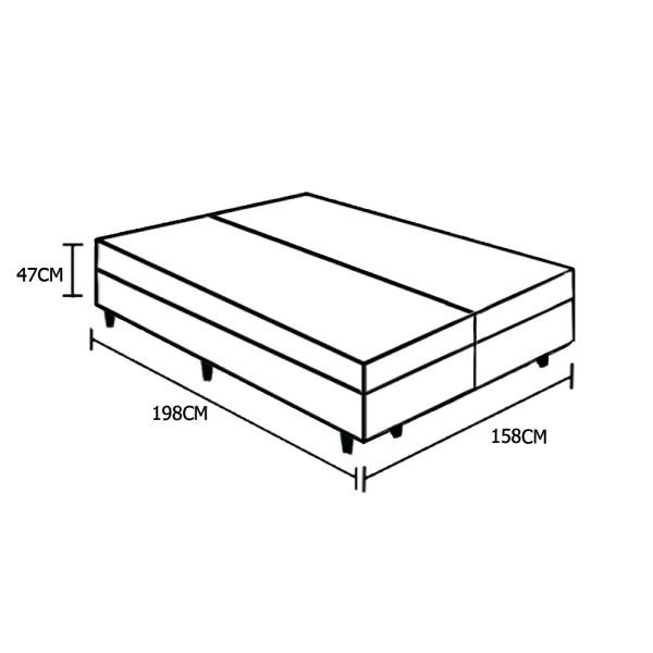 Base Box Baú Queen Bipartido Santo Box Sintético Branco 47x158x198 - 4