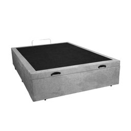 Base Box Baú Casal Santo Box Suede Cinza 47x138x188 - 2