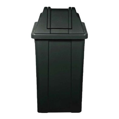 Cesto Lixeira Quadrado Com Tampa Vai-vem 100l:Preto