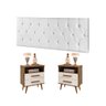 Cabeceira Estofada Box Casal 140 cm Branco com Mesa de Cabeceira Alice Jequitiba com Off White - 2