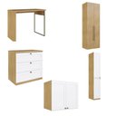 Ver imagem 5 de Guarda Roupa 158,9 Cm 6 Portas com Cômoda 3 Gavetas 100% Mdf Cor:savana com Branco