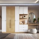 Ver imagem 1 de Guarda Roupa 158,9 Cm 6 Portas com Cômoda 3 Gavetas 100% Mdf Cor:savana com Branco