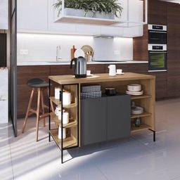 Mesa Bancada Gourmet 131cm com Arm 2 Portas P1035 Mel/graf - 3