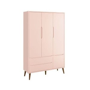 Guarda-Roupa 3 Portas Retrô Theo Rosa Fosco - Reller