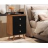 MESA DE CABECEIRA LIV 3 GAVETAS NATURE/PRETO RETRO MARIA MOVEIS CNM - 3