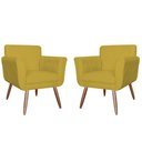Ver imagem 1 de Conjunto 2 Poltronas Cadeiras Isabella Sala de Estar Suede Amarelo - Incasa Decor