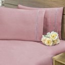 Ver imagem 1 de Jogo de Cama Solteiro Ponto Palito 140 Fios 2 Peças Valle Rosê