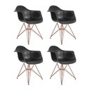 Ver imagem 1 de Kit 4 Poltronas Eiffel Eames Pretas Com Braço Daw Em Ferro Cobre - Cor: Preto